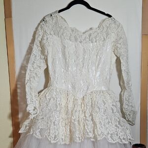 Elegant Lace Long Sleeve Dress Vintage Bon Marche Wedding